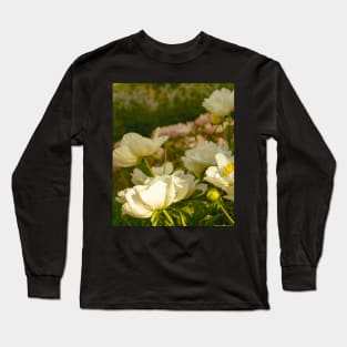 Blooming White Peony Flowers Long Sleeve T-Shirt